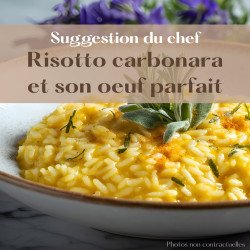 Risotto carbonara et son oeuf parfait