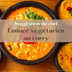 Emincé végétarien au curry petit pois menthe