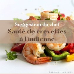Sauté de crevettes à l'indienne sur sa dahl de lentilles