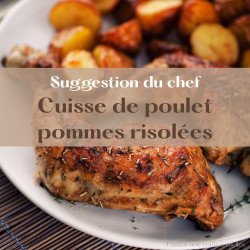 Cuisse de poulet façon Gaston Gérard (crème de vin blanc moutarde gruyère), pommes rissolées, endive braisée