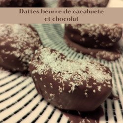 Snack: dattes fourrées beurre de cacahuete, chocolat et noix de coco - boîte de 10